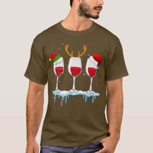 Camiseta Tres Red Wine Glass Santa Hat Wine Lover Christma