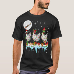 Camiseta Tres renos de Santa Elfo Gallinas Navidad Trineo d