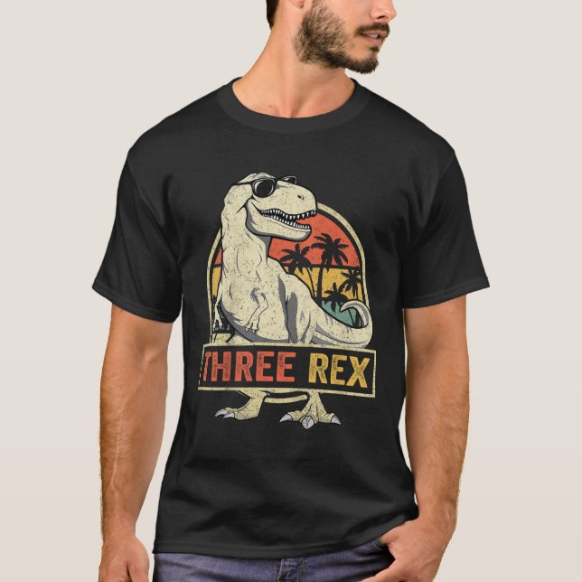 Camiseta Tres Rex 3 años de camisas de cumpleaños tercer di (Anverso)