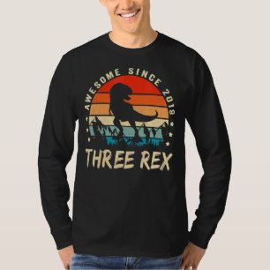 Camiseta Tres Rex tercer cumpleaños tercer dinosaurio de 3