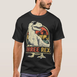 Camiseta Tres Rex tercer cumpleaños tercer dinosaurio de 3