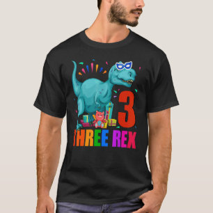 Camiseta Tres Rex tercer cumpleaños tercer dinosaurio de 3 