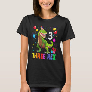 Camiseta Tres Rex tercer cumpleaños tercer dinosaurio de 3