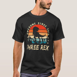Camiseta Tres Rex tercer cumpleaños tercer dinosaurio de 3