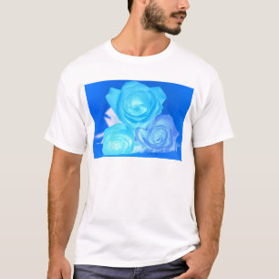 Camiseta Tres rosas, color azul invertido que brilla
