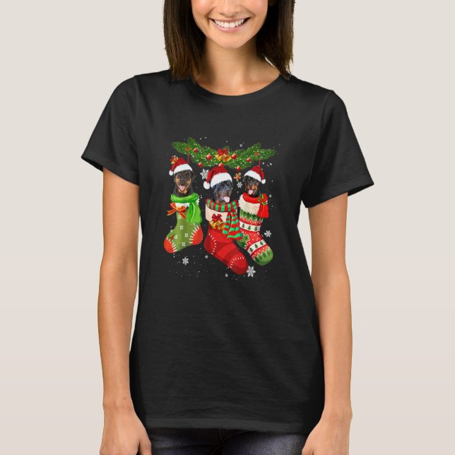 Camiseta Tres Rottweiler En Navidades De Ganado Santa X Mas (Anverso)