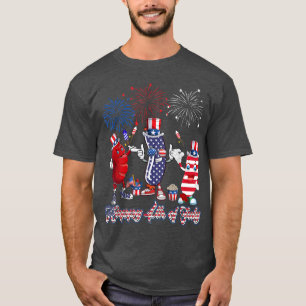 Camiseta Tres Salchichas Blancas Rojas Y Fuego De Salchicha