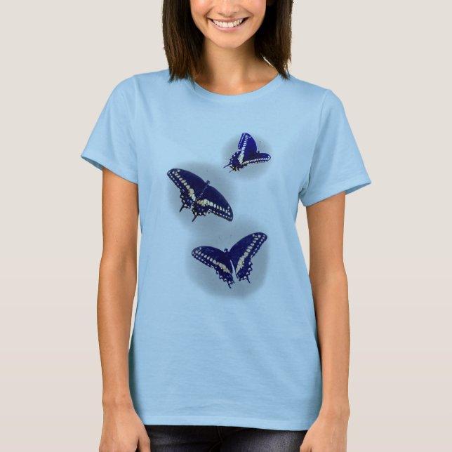 Camiseta Tres Swallowtail negro (Anverso)