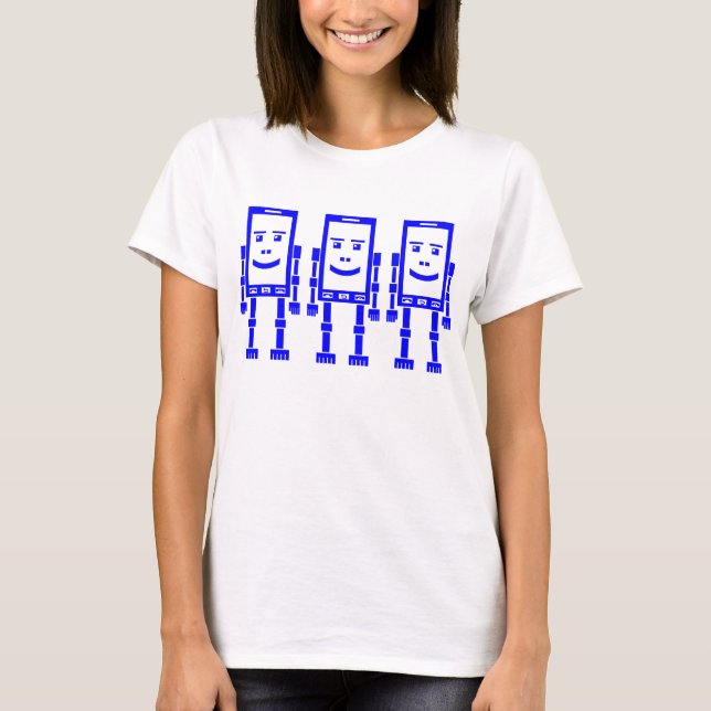 Camiseta Tres teléfonos Robo - Azul (Anverso)