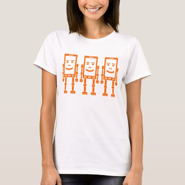 Camiseta Tres teléfonos robos - Naranja (Anverso)