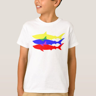 Camiseta Tres tiburones coloreados