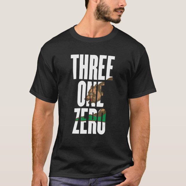 Camiseta Tres un código de área cero 310 Los Angeles Califo (Anverso)