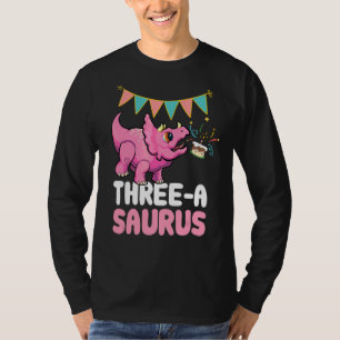 Camiseta Tres Un Saurus Dinosaur Cute Kiddo Triceratops