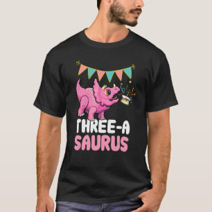 Camiseta Tres Un Saurus Dinosaur Cute Kiddo Triceratops