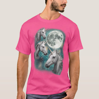 Camiseta Tres unicornio Luna 3 Magnífica Fantasía Mítica Ho