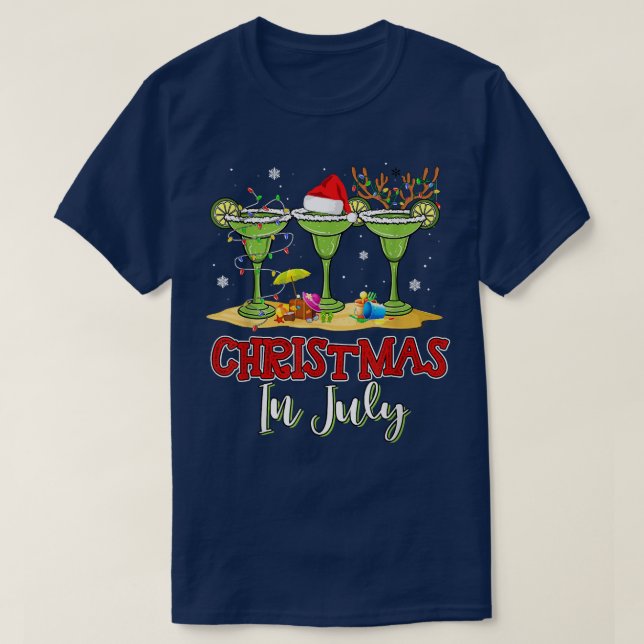 Camiseta Tres Vidrios de Margarita, Navidades de bebidas di (Diseño del anverso)