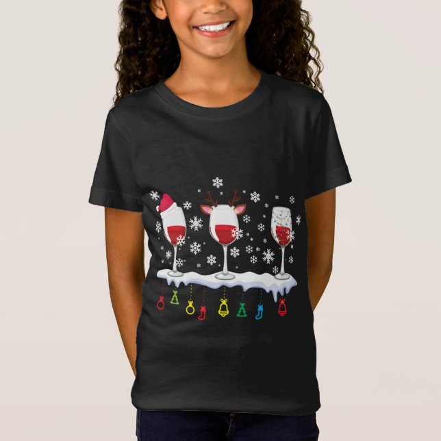 Camiseta Tres Vidrios De Navidades De Sombrero De Vino Bebe (Anverso)