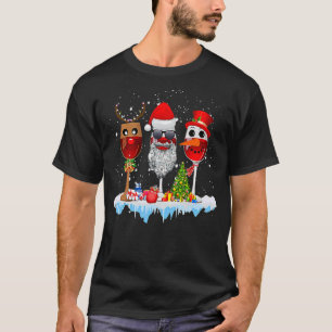 Camiseta Tres Vidrios de Vino Navidades de Santa Hat Vino d