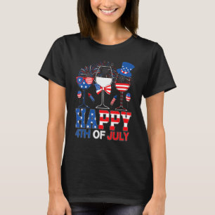 Camiseta Tres Vidrios Rojos Blancos De Vino Uu Bandera 4 De