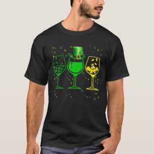 Camiseta Tres Vidrios Vino Clover Shamrock St Patrick Day