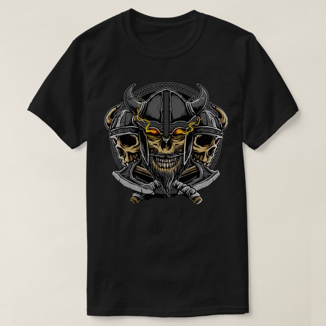 Camiseta Tres Vikings Con Axes Classic TShi (Diseño del anverso)