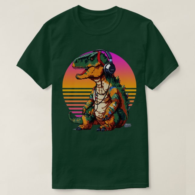 Camiseta Trex con audífonos arte retro4 (Diseño del anverso)