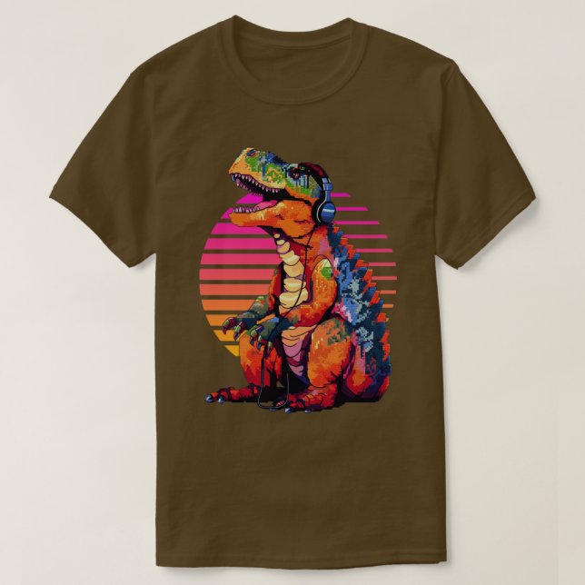 Camiseta Trex con audífonos arte retro8 (Diseño del anverso)