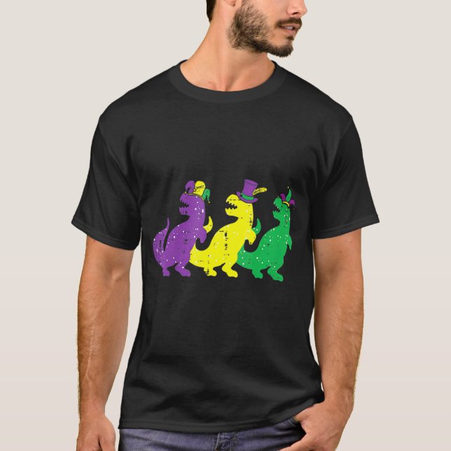 Camiseta Trex Dinos Morado Amarillo Verde (Anverso)