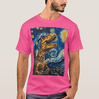 Camiseta Trex Dinosaur Dino - Estilo Van Gogh - Noche Starr