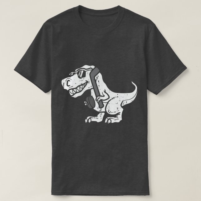 Camiseta Trex Dinosaur Ice Hockey Cute Jugador Goalie Hombr (Diseño del anverso)