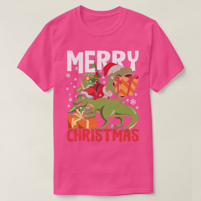 Camiseta Trex Dinosaur Merry Christmas 1 (Diseño del anverso)