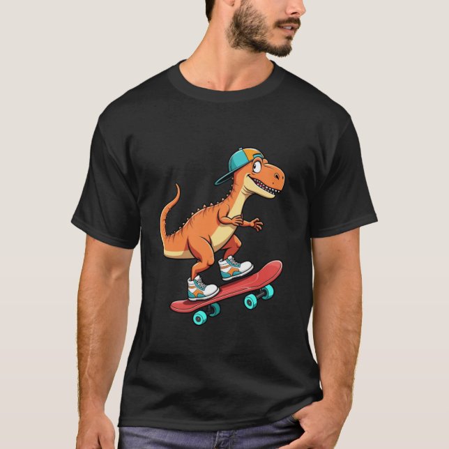 Camiseta Trex Skateboarder Dino Dinosaur Skateboard (Anverso)