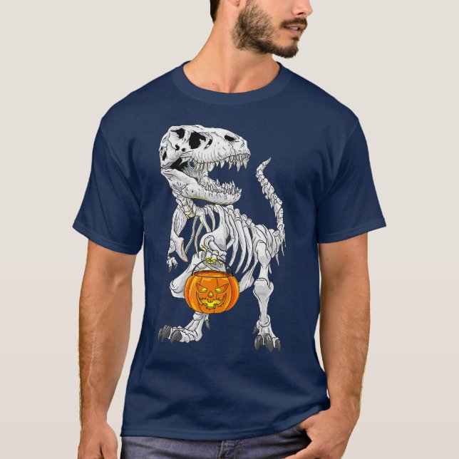 Camiseta TRex skeleton Halloween costume Dinosaur Pumpkin (Anverso)
