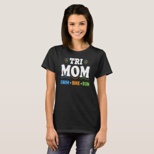 Camiseta Tri bici de la nadada de la mamá funcionada con -