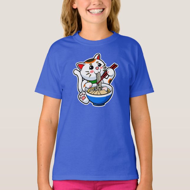 Camiseta Tri-Blend de Gato Afortunado Ramen (Anverso)