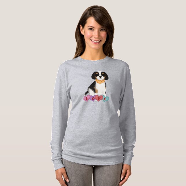 Camiseta Tri Cavalier King Charles Spaniel Valentine   (Anverso completo)