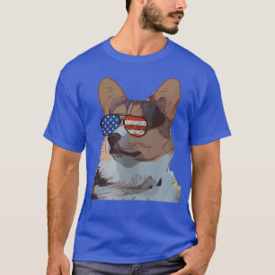 Camiseta Tri Corgi 4 de Julio Perro con gafas de sol Patri