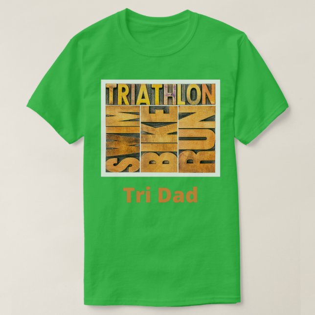 Camiseta Tri Dad Swim Bike corre en Brown y Tan (Diseño del anverso)