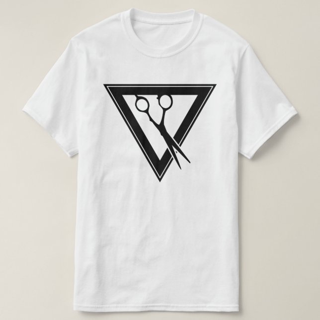 Camiseta triángulo de las tijeras de pelo (Diseño del anverso)