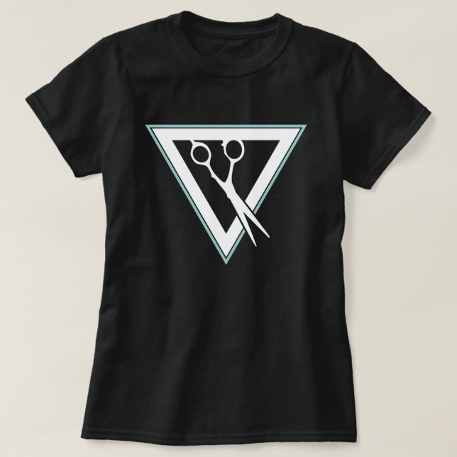 Camiseta triángulo de las tijeras de pelo (Diseño del anverso)