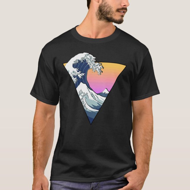 Camiseta Triángulo retro de onda grande estético de vaporwa (Anverso)