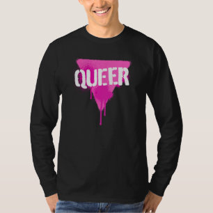 Camiseta Triángulo Rosa Queer En Stencil De Pintura De Pint