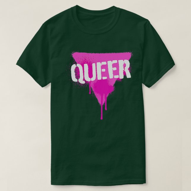 Camiseta Triángulo Rosa Queer En Stencil De Pintura De Pint (Diseño del anverso)