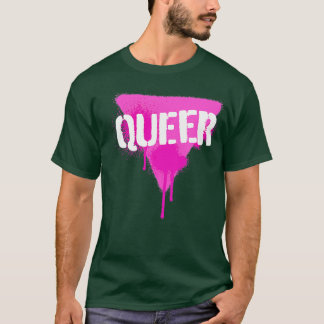 Camiseta Triángulo Rosa Queer En Stencil De Pintura De Pint