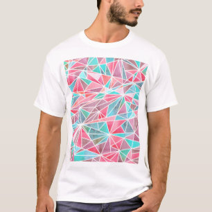 Camiseta Triángulos acuáticos, mosaico de verano brillante.