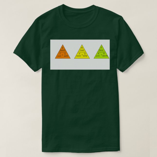 Camiseta Triángulos de fórmula para densidad y presión de v (Diseño del anverso)