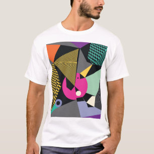 Camiseta Triángulos modernos: Patrón de estilo Memphis.