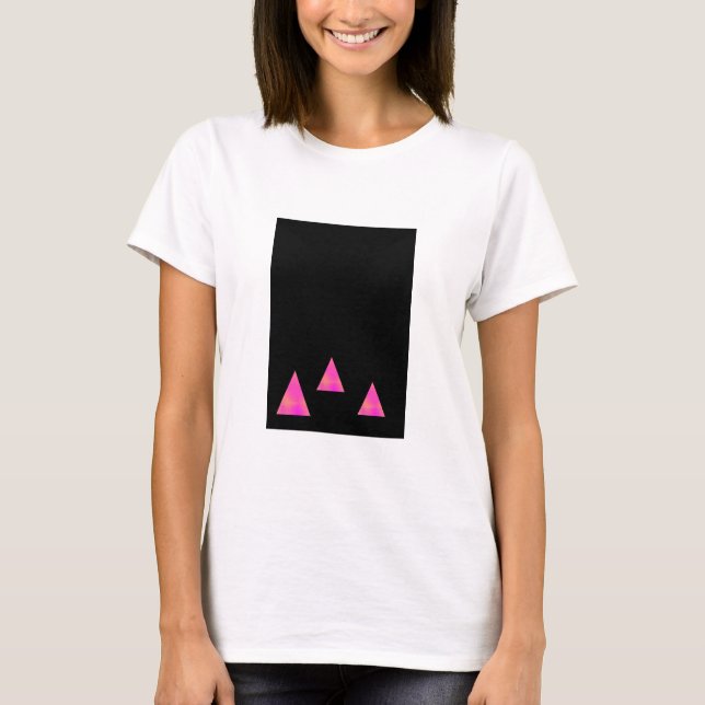 Camiseta Triángulos rosas abstractos en negro (Anverso)