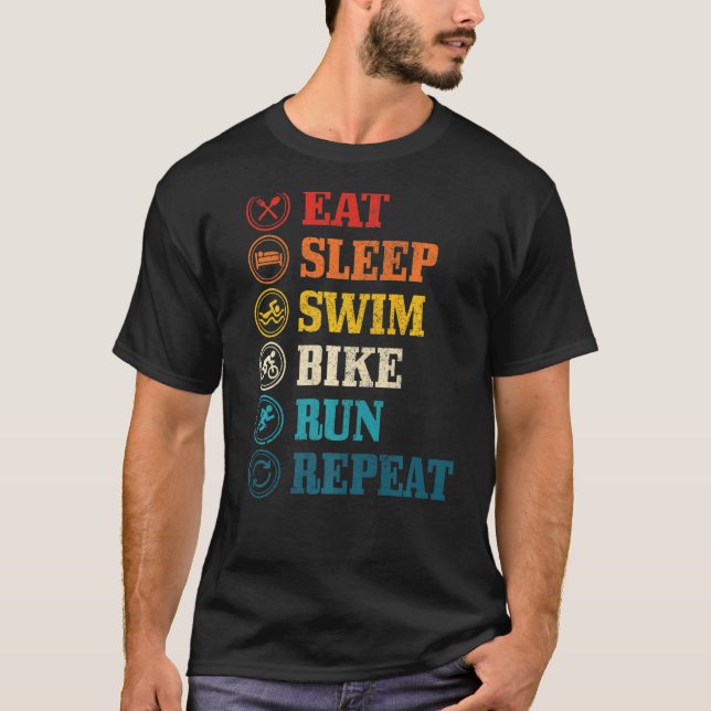 Camiseta Triathlon Eat Sleep Swike Run Repetir Triatlet (Anverso)