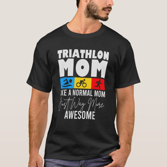 Camiseta Triathlon Mamá ama correr Triatlón en bicicleta y  (Anverso)